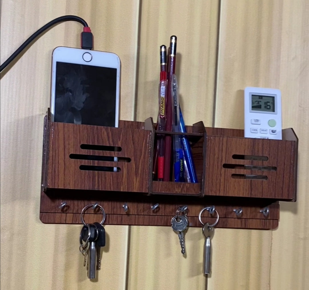 Wooden keychain and mobile holder