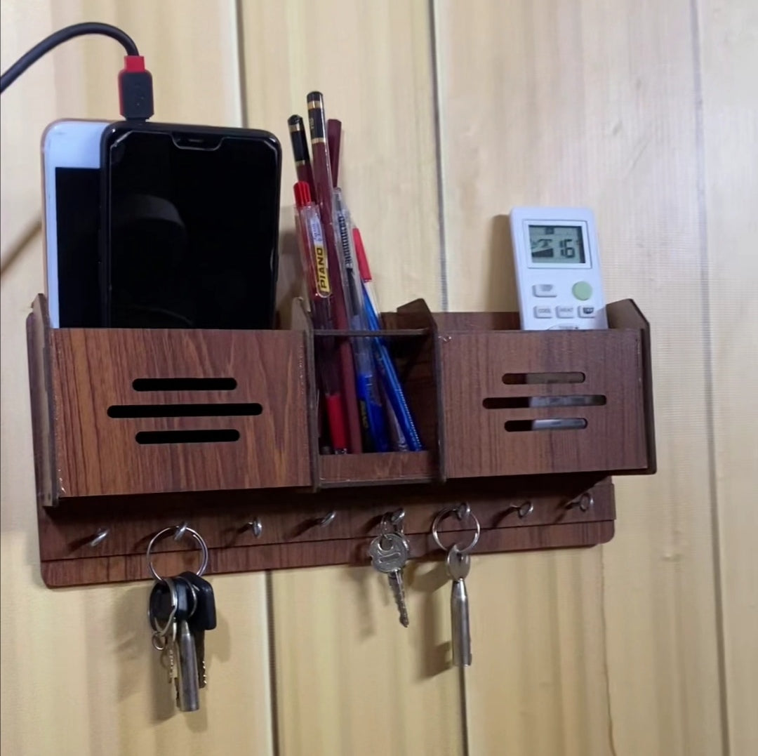 Wooden keychain and mobile holder