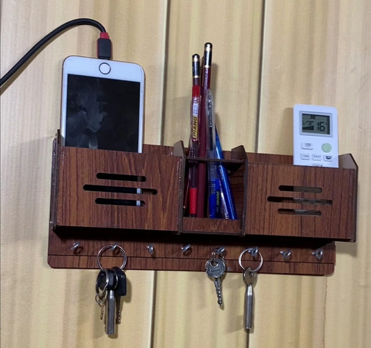 Wooden keychain and mobile holder